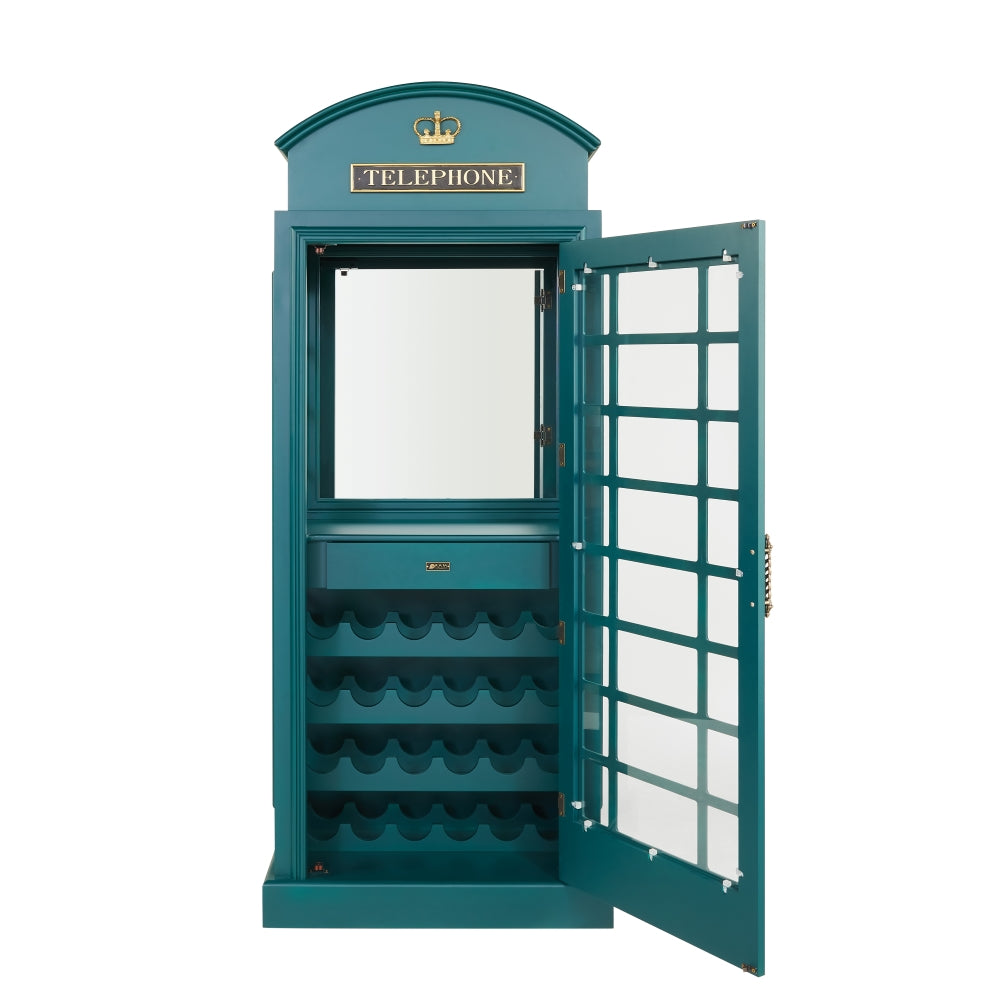 Old English Telephone Booth Bar Cabinet - Green