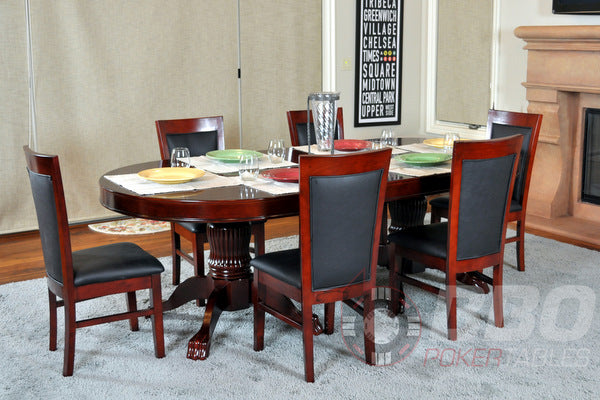 Classic Poker Table Chairs Black Gloss/Mahogany