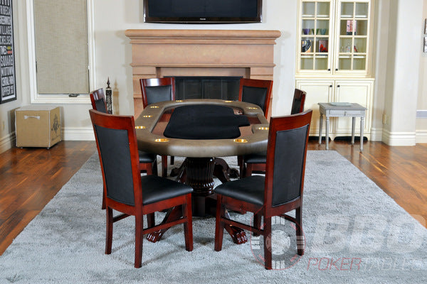 Classic Poker Table Chairs Black Gloss/Mahogany