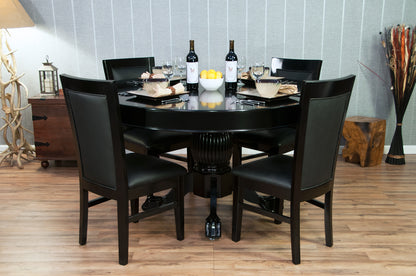 Classic Poker Table Chairs Black Gloss/Mahogany