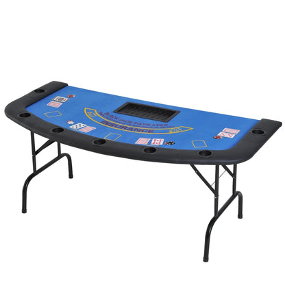 Soozier Poker Table Foldable, 72" Blackjack Table for 7 Players Blue Felt