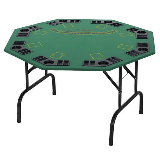 Soozier Poker Table Foldable, 47" Octagon Blackjack Poker Game Table Green Felt