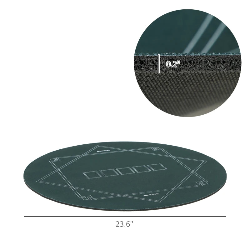 Soozier Poker Mat Texas Hold'em, Poker Table Top with Non-Slip Bottom Dark Green/Black