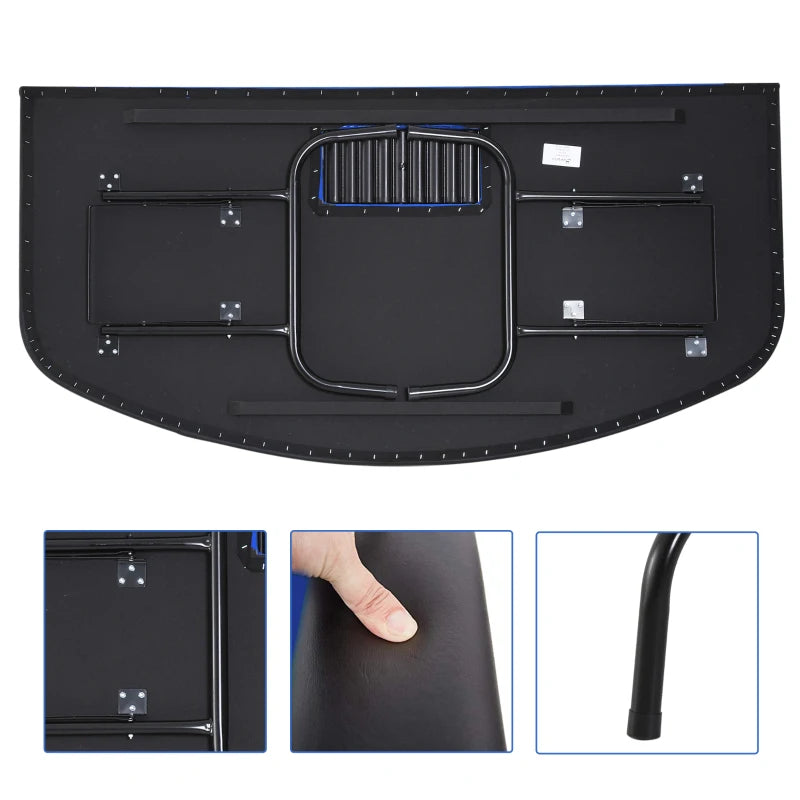 Soozier Poker Table Foldable, 72" Blackjack Table for 7 Players Blue Felt