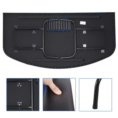 Soozier Poker Table Foldable, 72" Blackjack Table for 7 Players Blue Felt