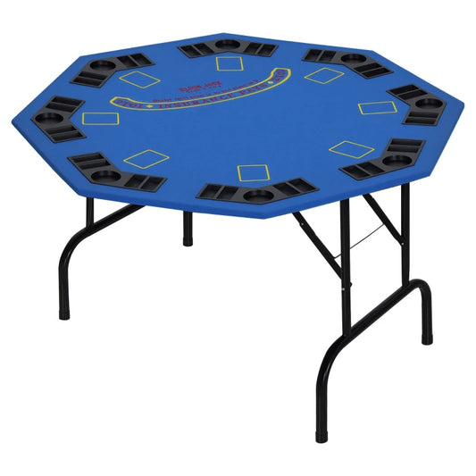 Soozier Poker Table Foldable, 47" Octagon Blackjack Poker Game Table Blue Felt