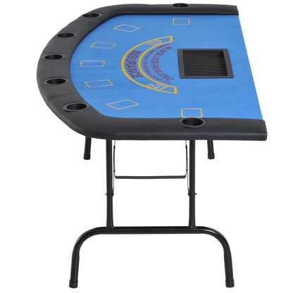 Soozier Poker Table Foldable, 72" Blackjack Table for 7 Players Blue Felt