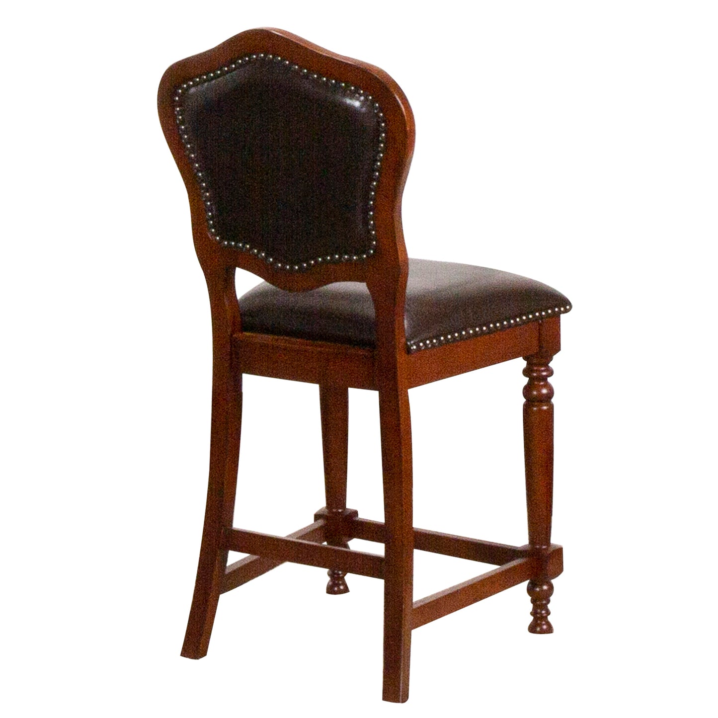 Bellagio Counter Height Upholstered Stools - Brown Cherry Finish (2 Set)