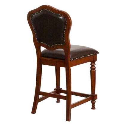Bellagio Counter Height Upholstered Stools - Brown Cherry Finish (2 Set)