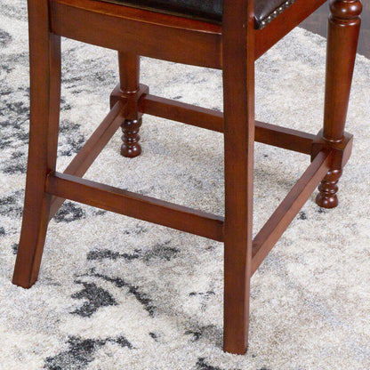 Bellagio Counter Height Upholstered Stools - Brown Cherry Finish (2 Set)