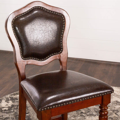 Bellagio Counter Height Upholstered Stools - Brown Cherry Finish (2 Set)