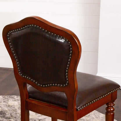 Bellagio Counter Height Upholstered Stools - Brown Cherry Finish (2 Set)