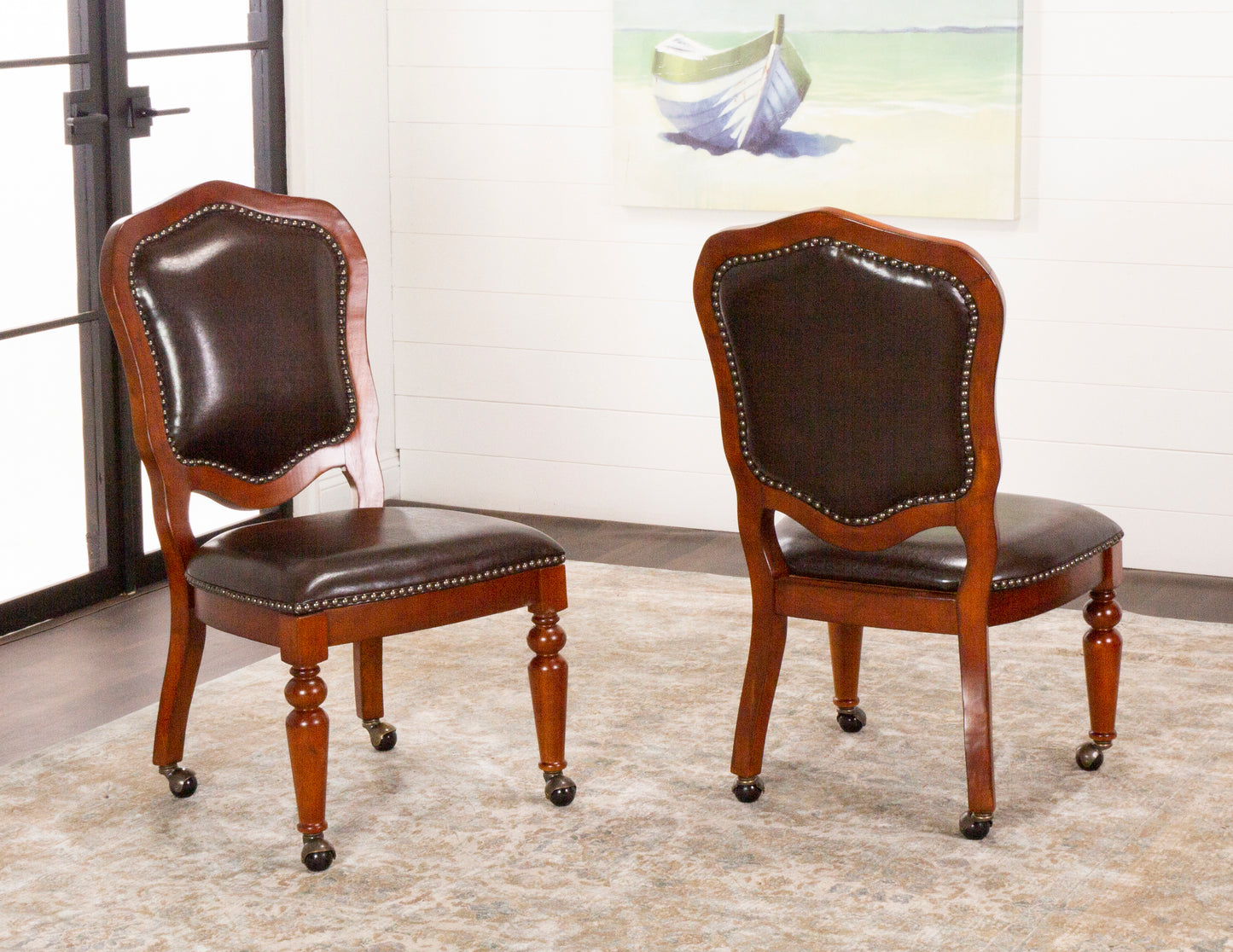 Bellagio Game Room and Dining Chair- Distressed Brown Cherry Wood (2 Set)