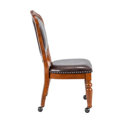 Bellagio Game Room and Dining Chair- Distressed Brown Cherry Wood (2 Set)