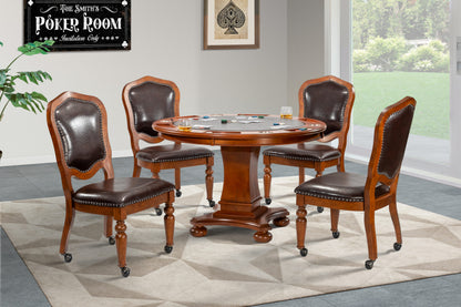 Bellagio Game Room and Dining Chair- Distressed Brown Cherry Wood (2 Set)