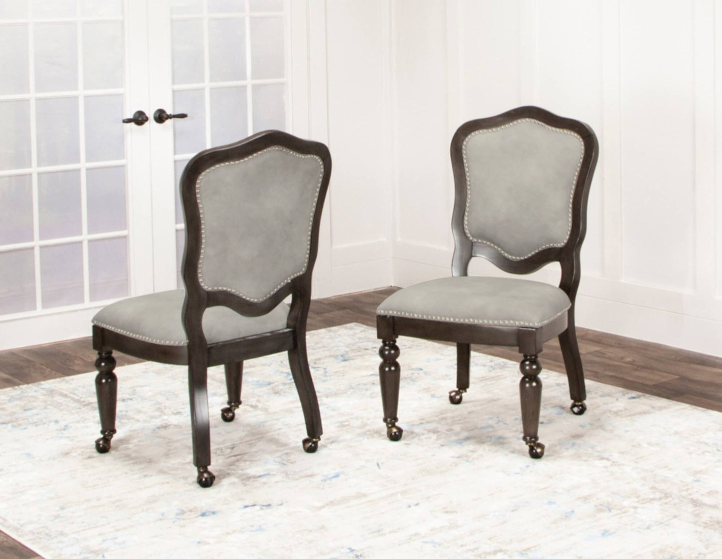 Vegas Game Room and Dining Chair-Distressed Wood Gray (2 Set)