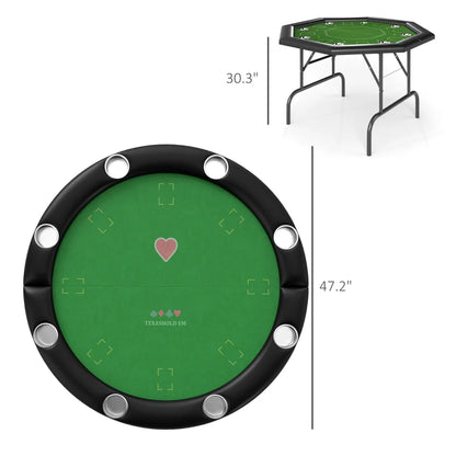 Soozier Poker Table Foldable 47" Round Casino Folding Game Table Green