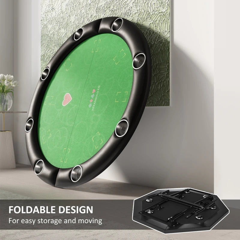 Soozier Poker Table Foldable 47" Round Casino Folding Game Table Green