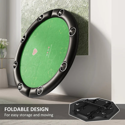 Soozier Poker Table Foldable 47" Round Casino Folding Game Table Green