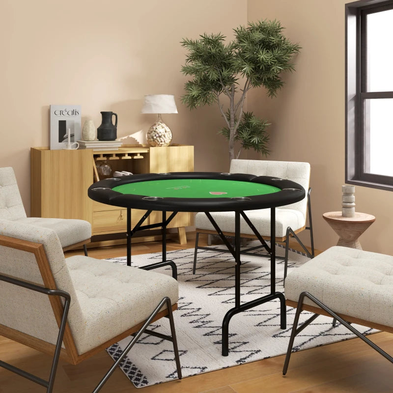 Soozier Poker Table Foldable 47" Round Casino Folding Game Table Green