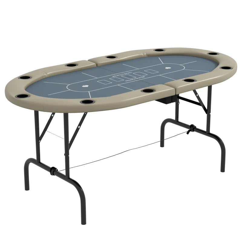Soozier Foldable Poker Table Blackjack Texas Holdem Poker Game Table, 70" Oval, Blue