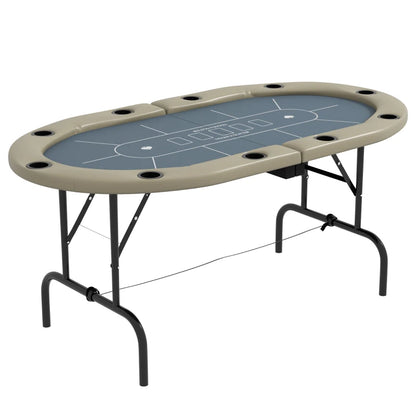 Soozier Foldable Poker Table Blackjack Texas Holdem Poker Game Table, 70" Oval, Blue