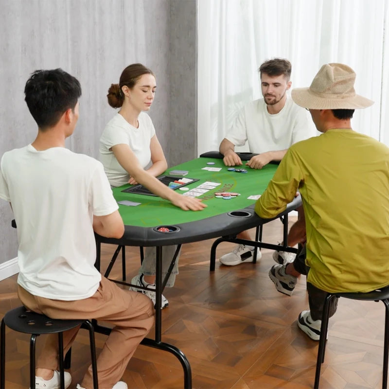 Soozier Poker Table Foldable, 72" Blackjack Table for 7 Players Green Felt