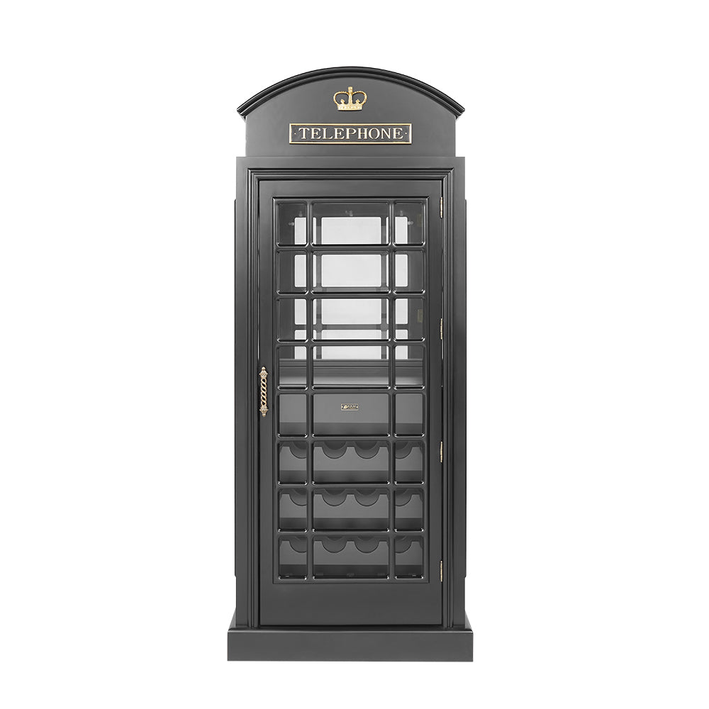 Old English Telephone Booth Bar Cabinet - Black