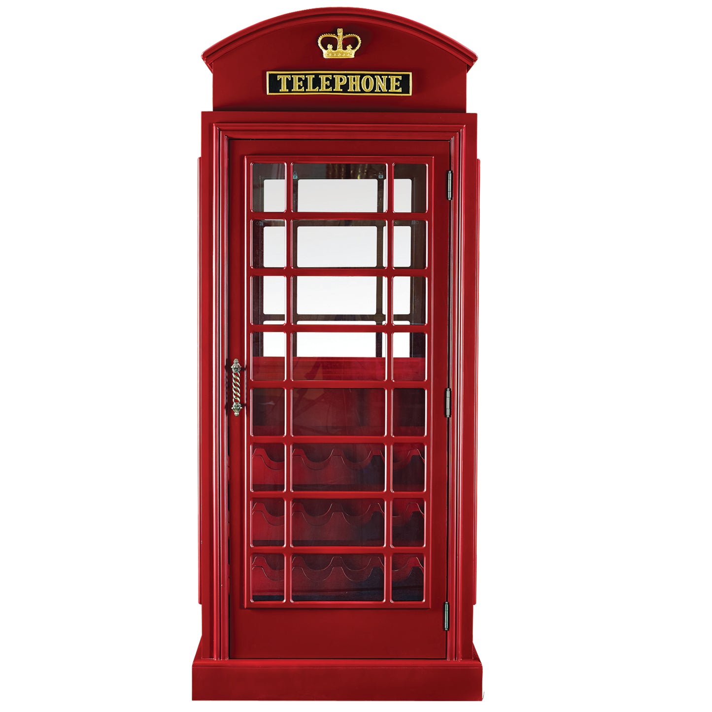 Old English Telephone Booth Bar Cabinet - Red