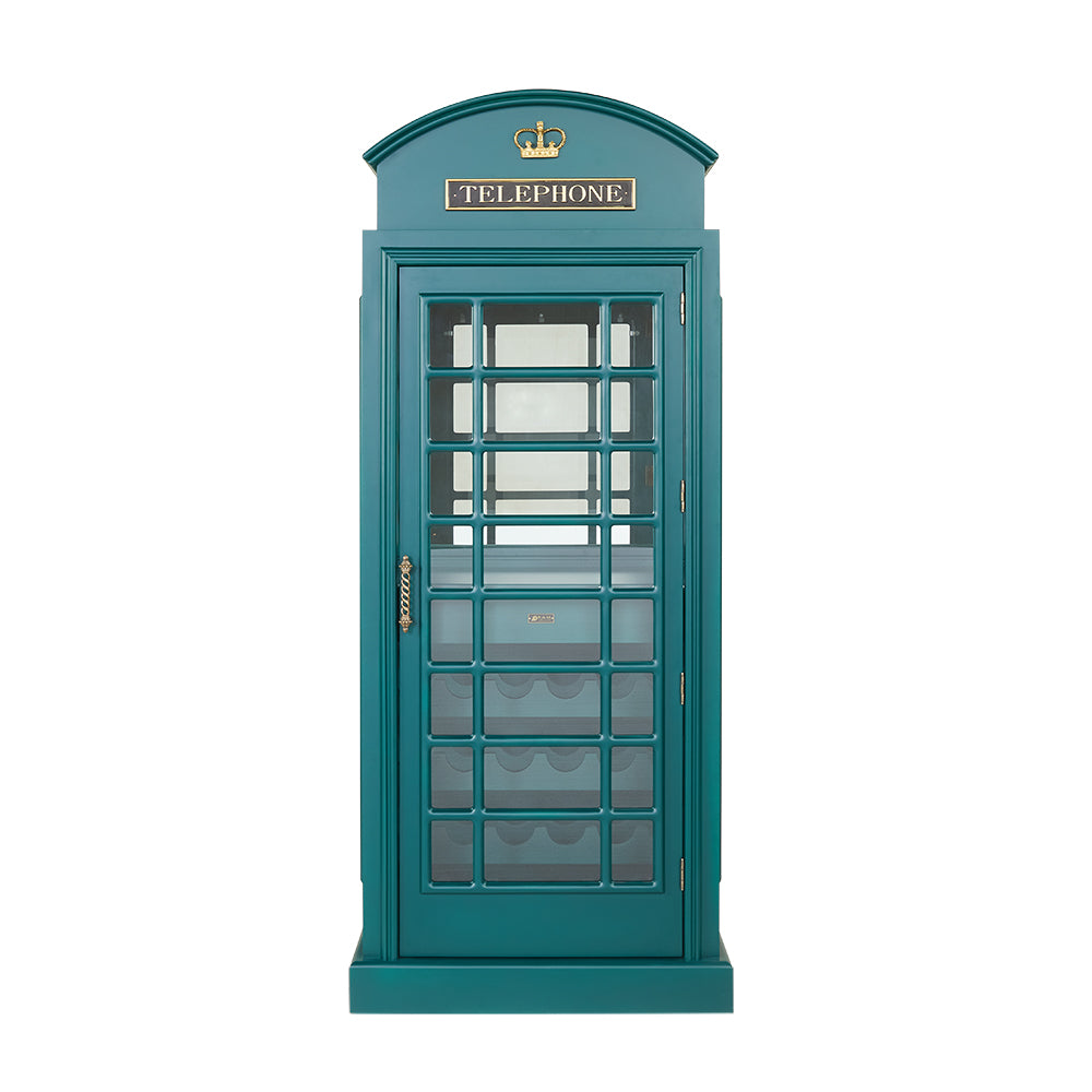 Old English Telephone Booth Bar Cabinet - Green