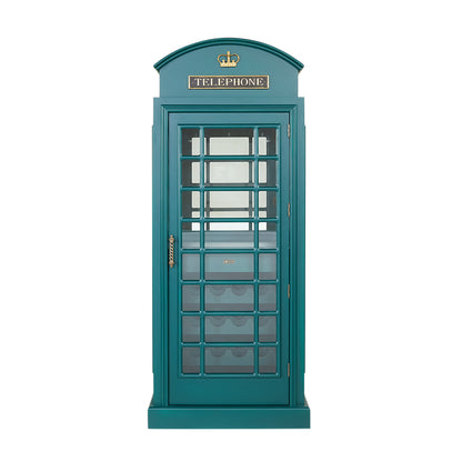 Old English Telephone Booth Bar Cabinet - Green