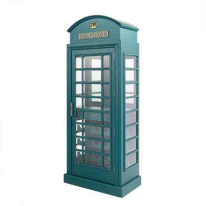 Old English Telephone Booth Bar Cabinet - Green