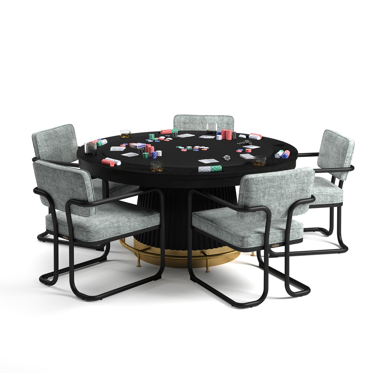 Brass Footrail For 60" Prohibition Poker Table-Black