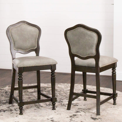 Vegas Counter Height Upholstered Stools - Gray Wood (2 Set)