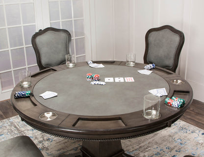 Vegas Dining and Poker table Set - Gray Wood (5 Piece)