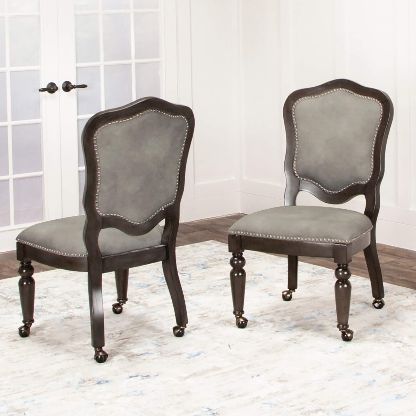 Vegas Dining and Poker table Set - Gray Wood (5 Piece)