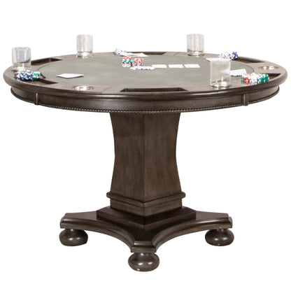 Vegas Counter Height Dining, Chess and Poker Table Set 42"- Distressed Gray Wood(3 Piece)