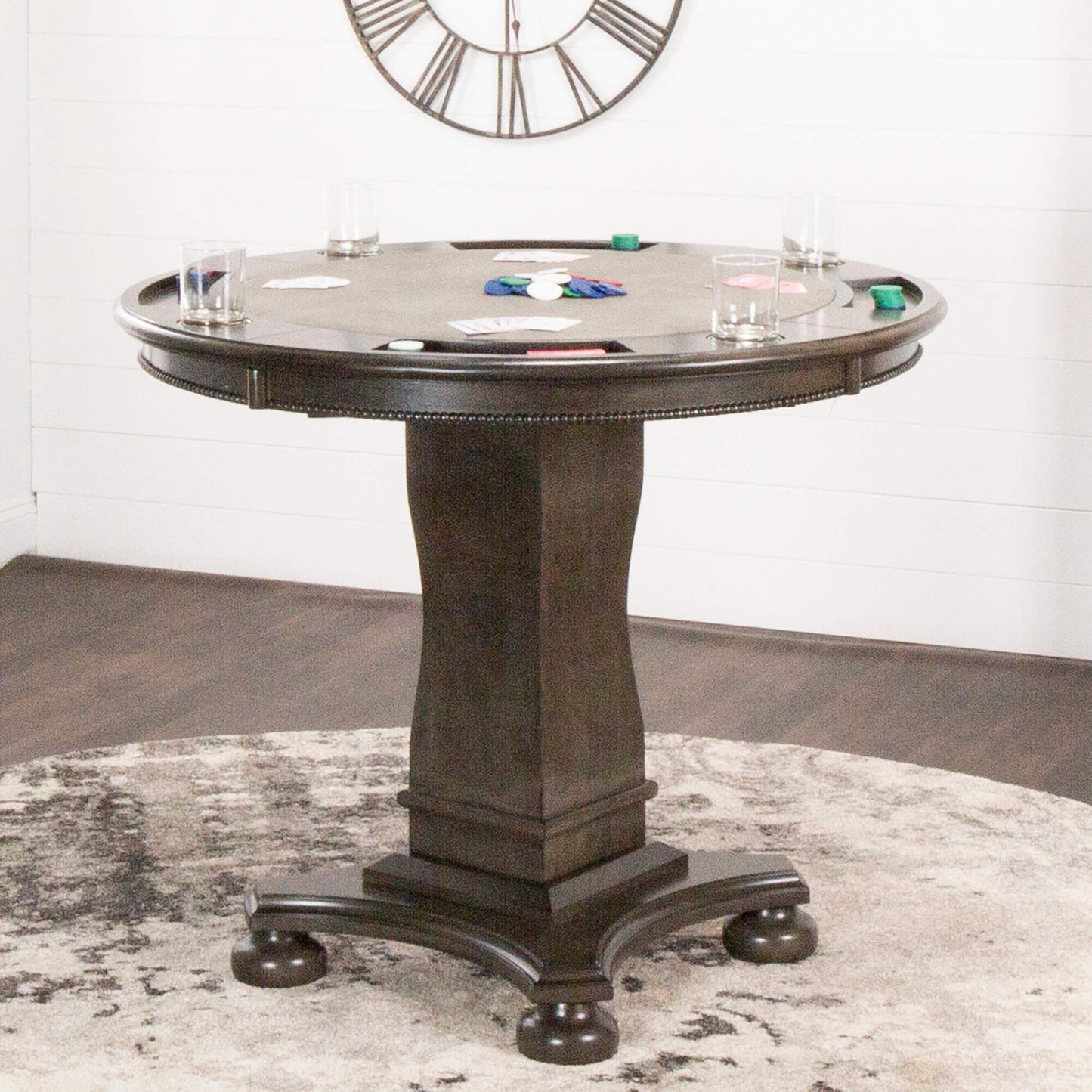 Vegas Counter Height Dining, Chess and Poker Table 42"- Distressed Gray Wood