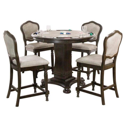 Vegas Dining, Chess and Poker Table 42"- Distressed Gray Wood (5 Piece)