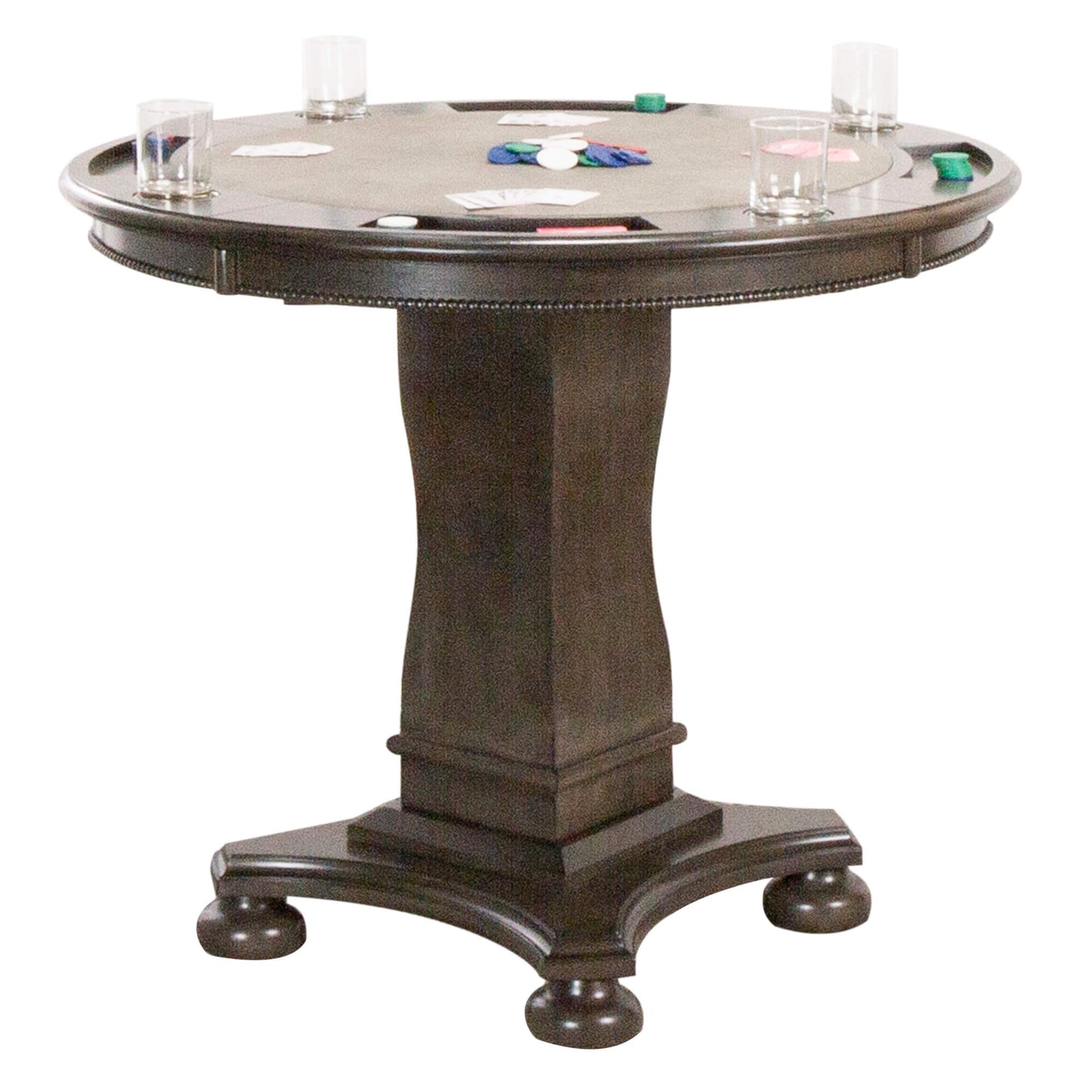 Vegas Counter Height Dining, Chess and Poker Table Set 42"- Distressed Gray Wood(3 Piece)