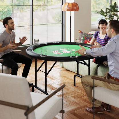 Soozier Poker Table Foldable 47" Round Casino Folding Game Table Green