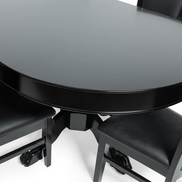 BBO Poker Tables: 3-Leaf Oval Dining Top - Onyx/Mahogany