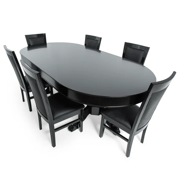 BBO Poker Tables: 3-Leaf Oval Dining Top - Onyx/Mahogany