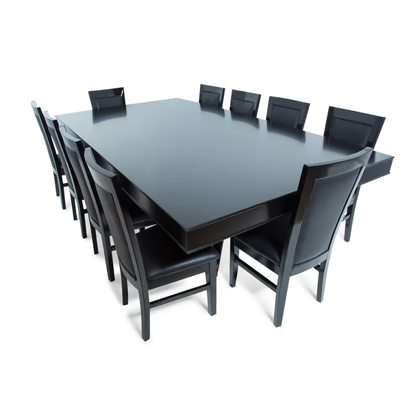 Classic Poker Table Chairs Black Gloss/Mahogany