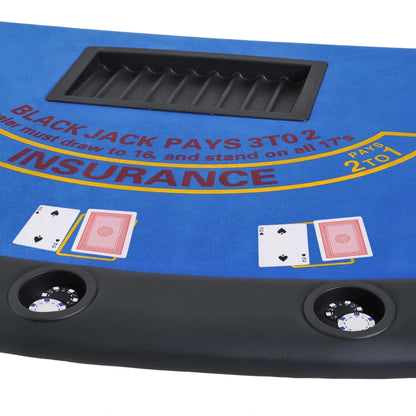Soozier Poker Table Foldable, 72" Blackjack Table for 7 Players Blue Felt