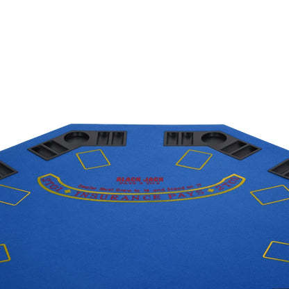 Soozier Poker Table Foldable, 47" Octagon Blackjack Poker Game Table Blue Felt