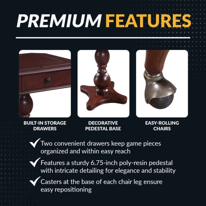 Fortress 28-in Chess 3-in-1 Pedestal Game Table Set with Chairs