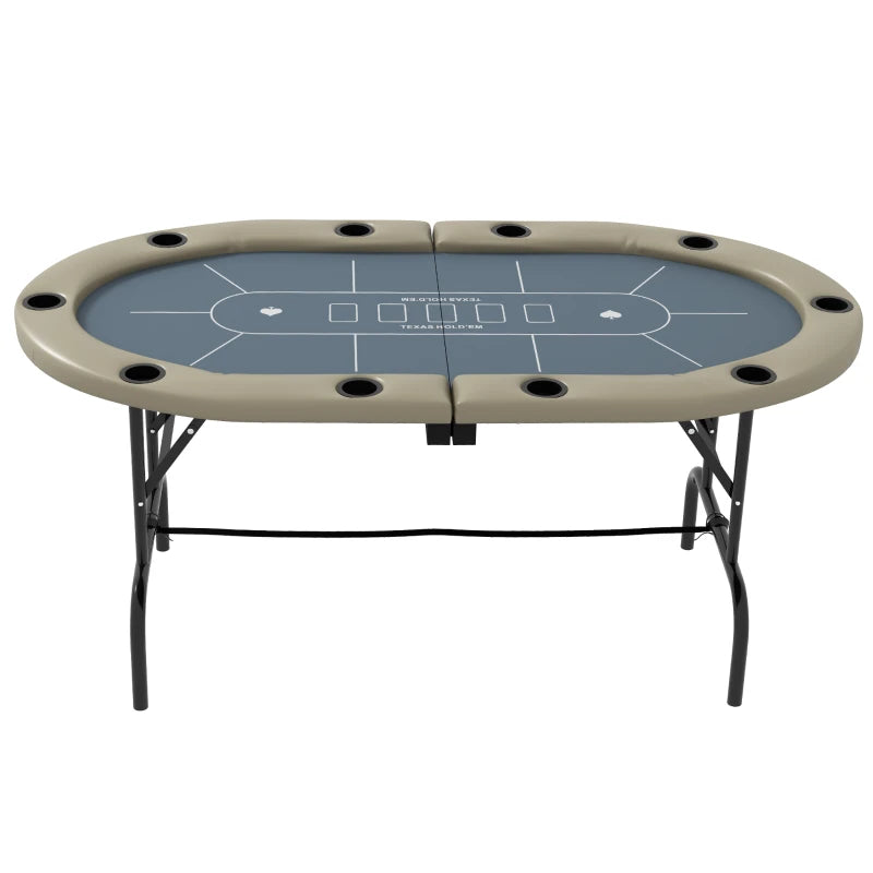 Soozier Foldable Poker Table Blackjack Texas Holdem Poker Game Table, 70" Oval, Blue
