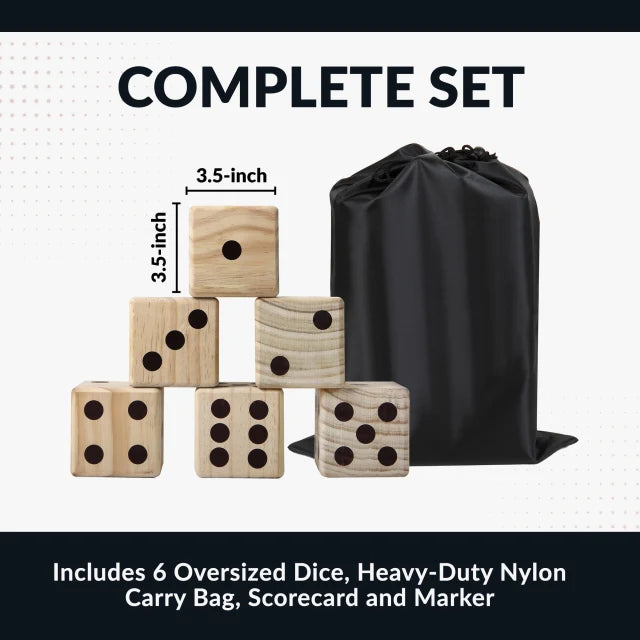 High Roller Yard Dice Set with Black Nylon Storage Bag