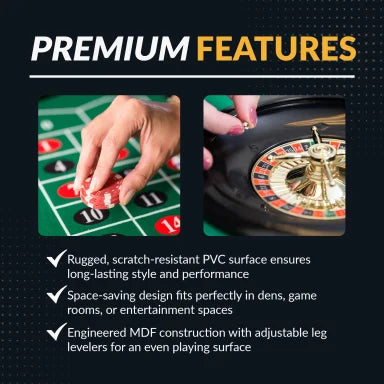 Monte Carlo 48-in Roulette Table 4-in-1 Casino Multi-Game Set - Black